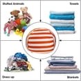 thumbnail image 5 of TOUCH-RICH Stuffed Animal Storage Bean Bag Chair 38” Extra Large Beanbag Cover Only Plush Toys Holder Organizer 100% Cotton Canvas for Kids Child, Orange Stripes, 5 of 6