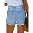 thumbnail image 4 of ONLYSHE Women's Casual Distressed Jean Shorts, Mid Rise, Folded Cuffs, Stretchy, White, 4 of 6
