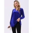 thumbnail image 3 of DARING DIVA Women's Velvet Top V Neck Long Sleeves Loose Blouse S Royal Blue, 3 of 7