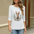 thumbnail image 4 of Cavosen Happy Easter 3/4 Sleeve Tops for Women Dressy Summer Bunny Floral Print Pullover Shirts Round Neck Holiday Blouse Vacation Festival T Shirts Loose Stylish Tees White XL, 4 of 6