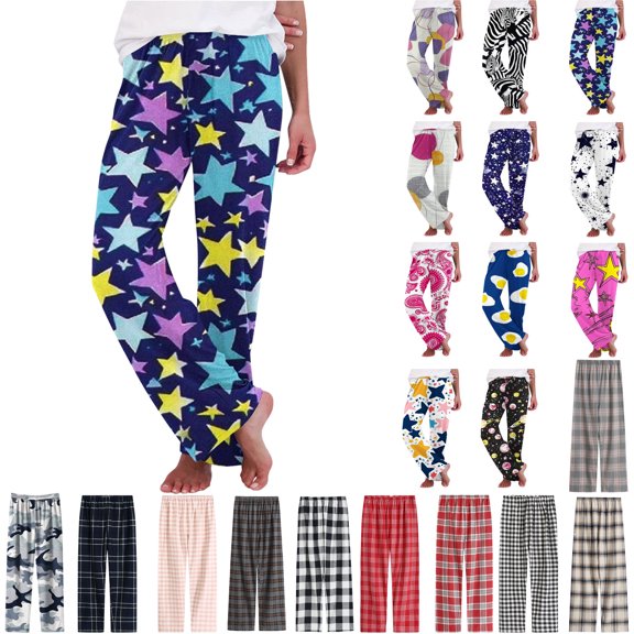 Sleep Lounge Pj Womens Wide Leg Lounge Pants Dress Pants Women Women's Casual Star-Patterned Pajama Pants Multicolor M