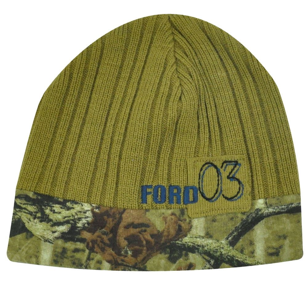 HAT BEANIE SKULLY KNIT FORD MOSSY OAK CAMO REVERSIBLE TWO SIDE GREEN
