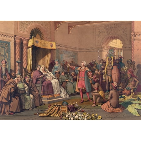 Christopher Columbus In The Barcelona Court Of King Ferdinand And Queen Isabella Of Spain In 1493 After Returning From His First Voyage To The New World After An Artwork Of The 1890s Canvas Art - Ken