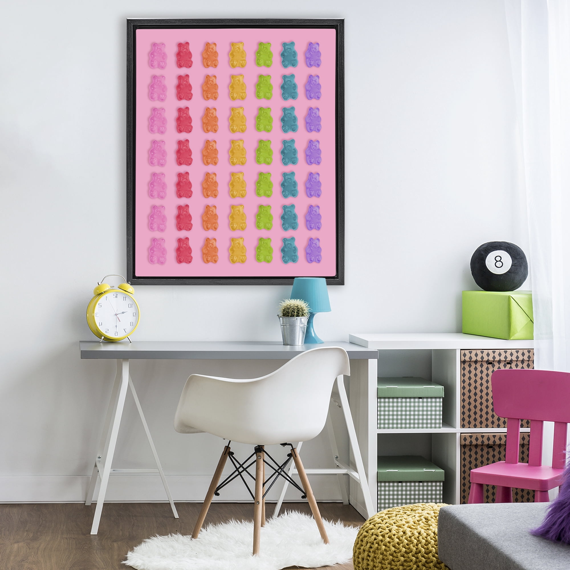 Stupell Industries Rainbow Bears in Stripes Black Framed Floater Canvas Wall Art, design by LISH Creative