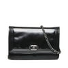 Unisex Pre-Owned Authenticated Chanel Patent Boy Wallet On Chain Leather Black Crossbody Bag