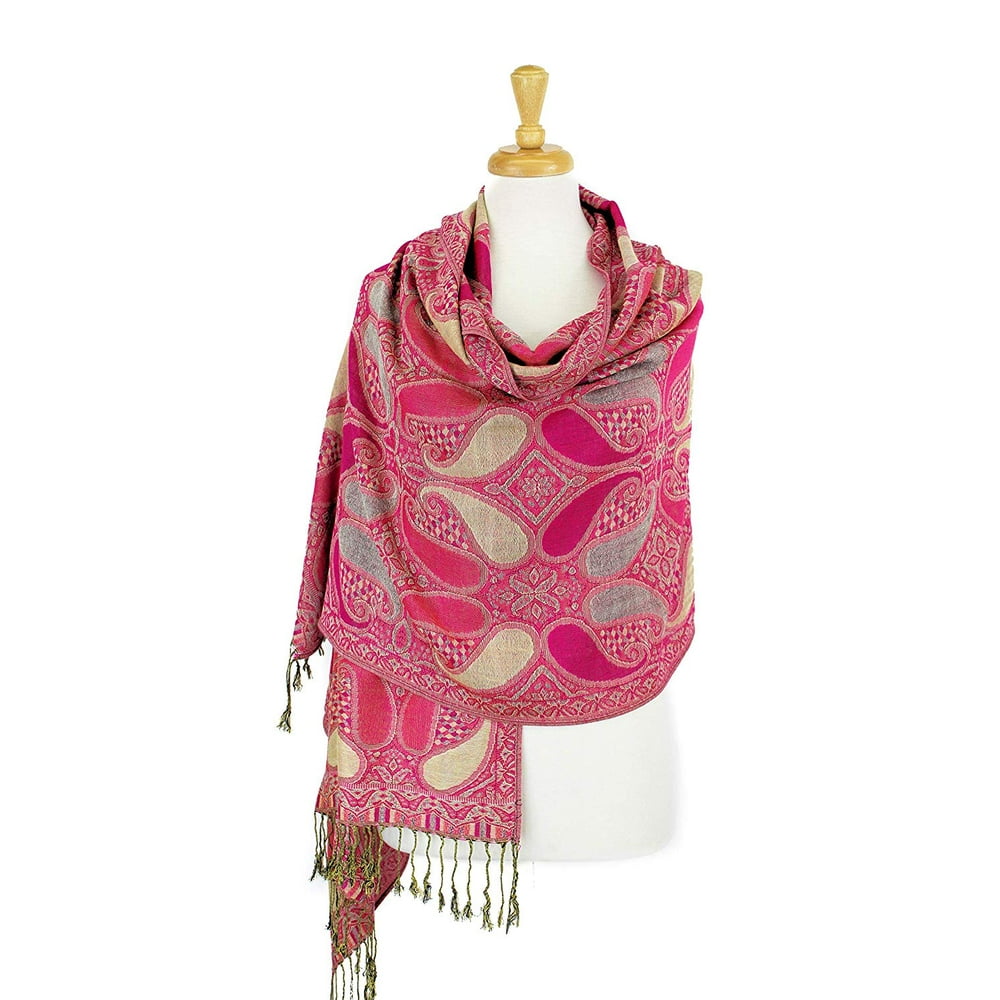 Pashmina Paisley Pattern Tow Layered Woven Pashmina Shawl Scarf Wrap