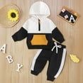 thumbnail image 2 of oqasdz Baby Boy Outfits Patchwork Color Hoodie and Sweatpants 2 Piece Set Casual Soft Comforatble Fall Winter Sports Active Wear /18-24 Months, 2 of 3