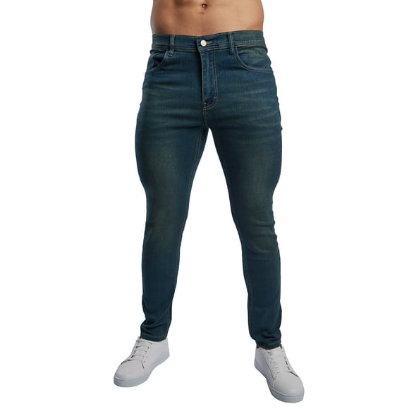 JEANS DE MEZCLILLA PARA HOMBRE STRETCH BASICO MODA CASUAL CORTE SKINNY TALLA 32
