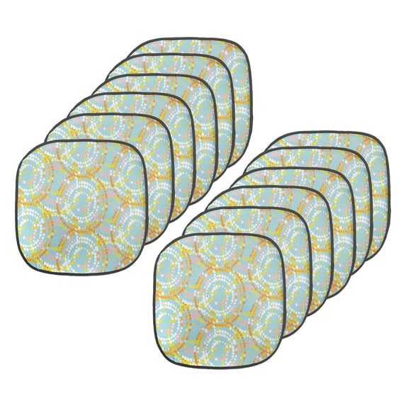 Abstract Chair Seating Cushion Set of 12, Round Formed of Polka Dots, Seat Pads for Office with Anti-slip Backing, 16"x16", Seafoam Multicolor, by Ambesonne