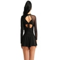 thumbnail image 2 of YiZYiF Womens Long Sleeve Ballet Dance Leotard Dress Solid Gymnastic Exercise Dress, 2 of 7