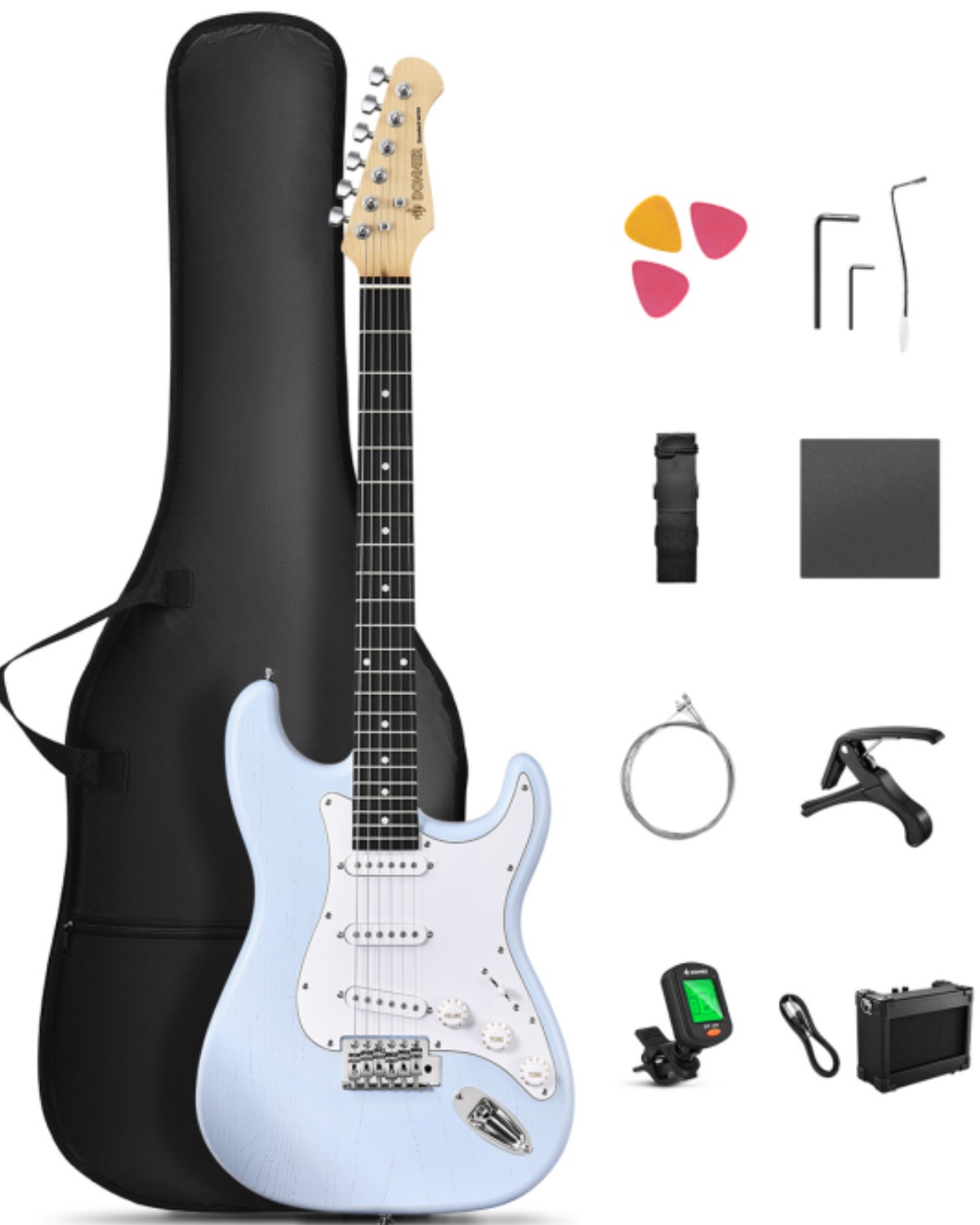 Donner 39in Full Size Electric Guitar Starter Kit Blue