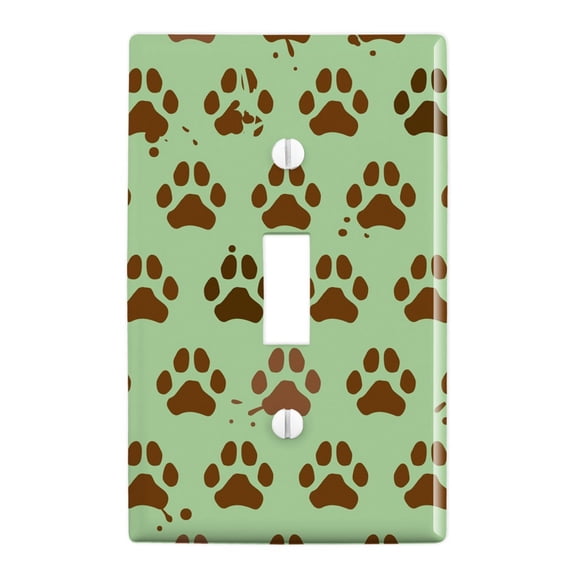 Muddy Dog Paw Print Pattern Plastic Wall Decor Toggle Light Switch Plate Cover