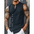 thumbnail image 4 of Men's Sleeveless Beach Shirts Summer Button Up Tank Tops Casual Textured Tank Shirt Vintage Western Cowboy Vest Tank Tops White L, 4 of 4