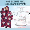 thumbnail image 4 of Oversized Wearable Blanket Hoodie,Red Baseballs with Blue Flowers Pattern Sherpa Blanket Hoodie with Super Pockets,Super Warm Fuzzy Pullover for Women & Men, 4 of 6
