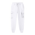 thumbnail image 3 of Women's Cozy Sweatpants High Waisted Sweatpants with Pockets and Drawstring Wide Leg Cargo Trousers Baggy Jogging Joggers Solid Colour Workout Tracksuit Bottoms Casual Lounge Active Pants, 3 of 4