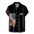 thumbnail image 3 of Bjutir Mens Patriotic Shirts Short Sleeve Button Down Lapel Neck Tops Usa Flag Print Fashion 3D Printed Patriotic Lightweight Summer T Shirts Beach Hawaiian Mens Tees Black L, 3 of 3