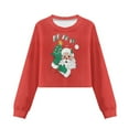 thumbnail image 4 of COEQINE Girls Crop Tops Long Sleeve Sweatshirt for Fall, Soft Everyday Crewneck Pullover Loose Fit T-Shirts for 13-14 Years Teen Kids, Santa Claus Ho Ho Ho, 4 of 7