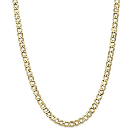 - 14k Yellow Gold 6.5mm Curb Cuban Link Chain Necklace 18 Inch Pendant Charm For Women