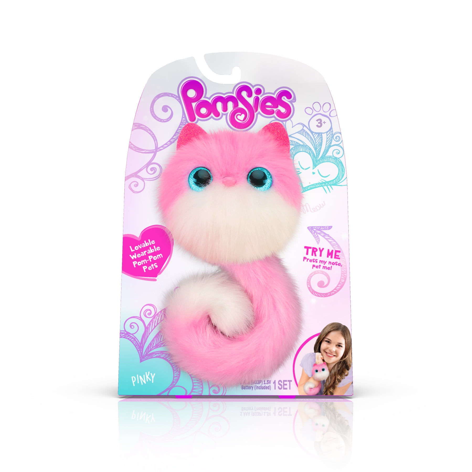 Pomsies Pet Boots Furry Plush Interactive Girls Toy Purple with Brush 