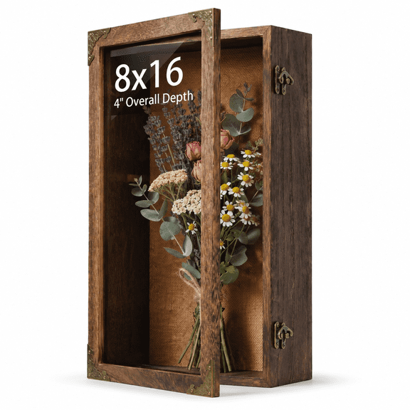 Tall Deep 8x16 Carbonized Solid Wood Memory Display Shadow Box