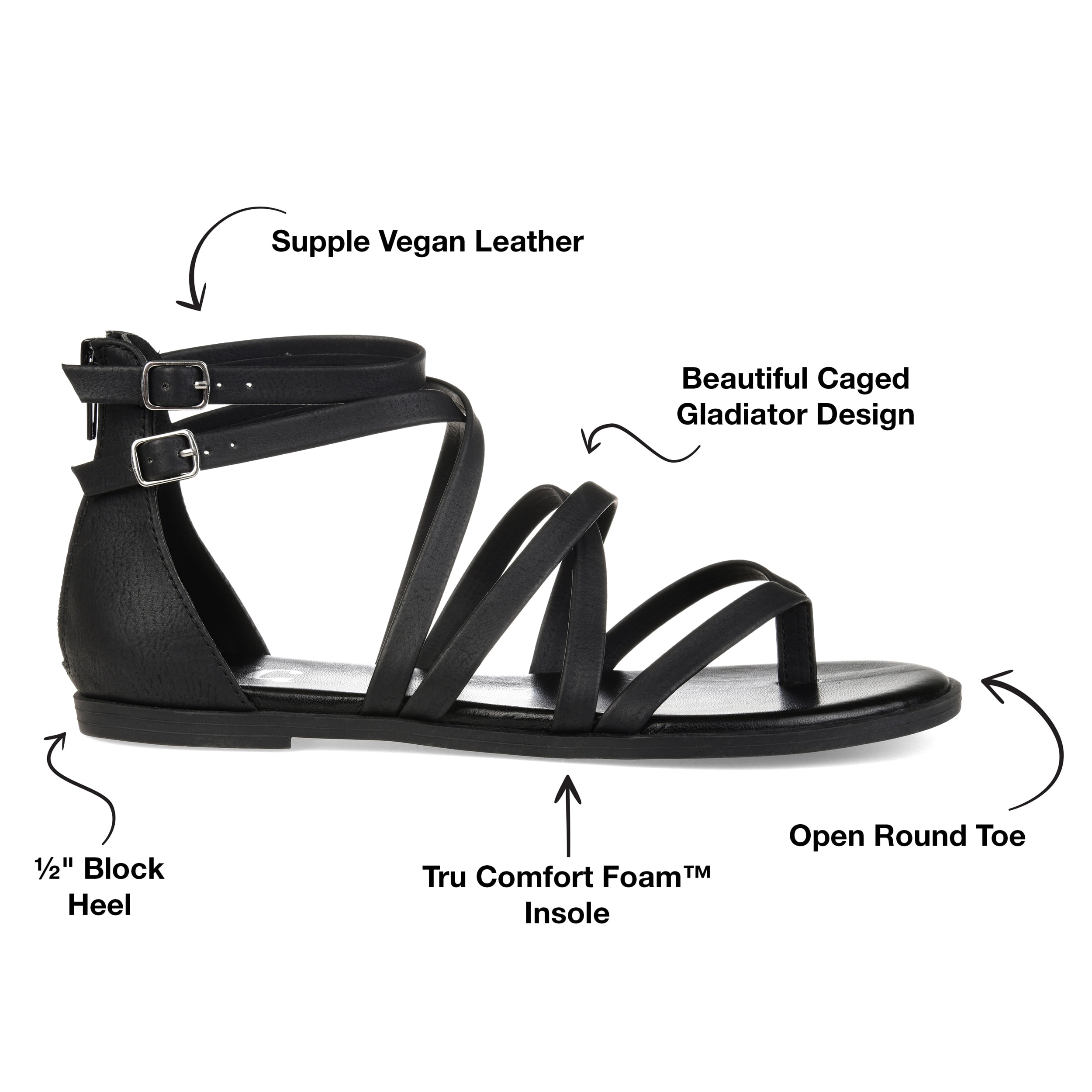 Journee Womens Zailie Gladiator Flat Sandals, Widths Available