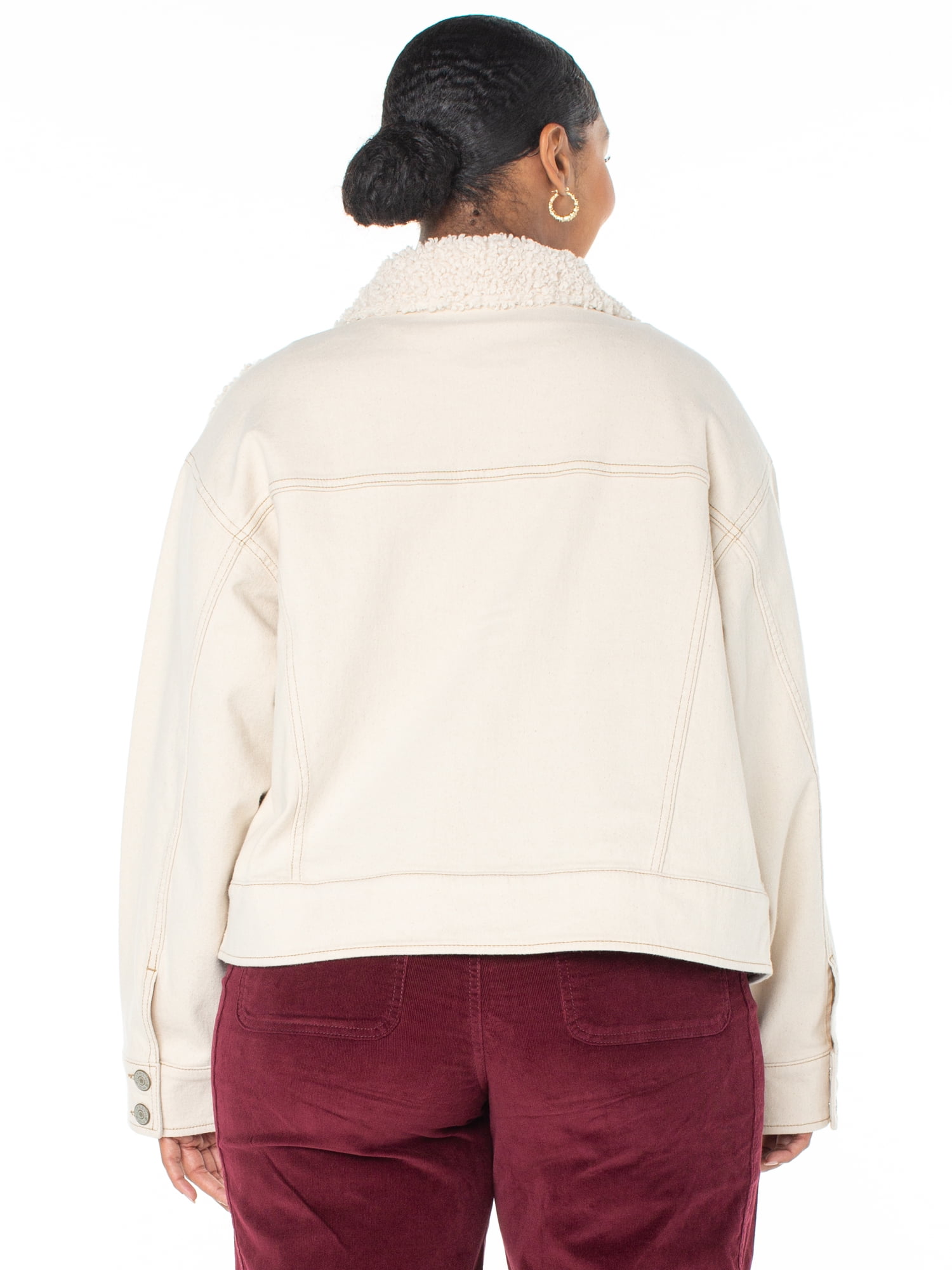 Celebrity Pink Women's and Women's Plus Faux Shearling Denim Jacket, Sizes XS-4X