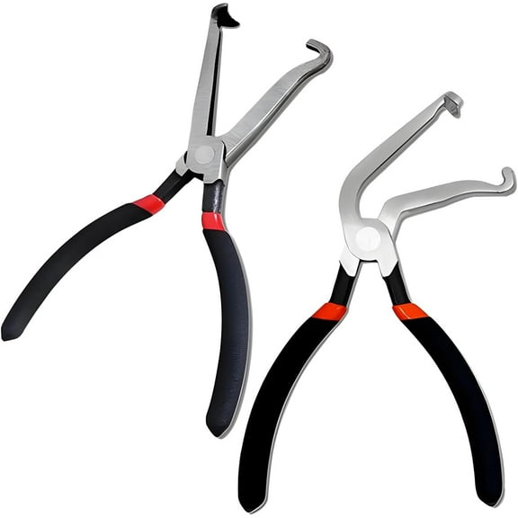 Car Electrical Disconnect Pliers, 2 Pcs Straight Bend Vehicle Fuel Line Repair Tool, Automotive Hose Disconnecting Pliers Set Accessories for Push Tab Style Plugs, Universal Fit