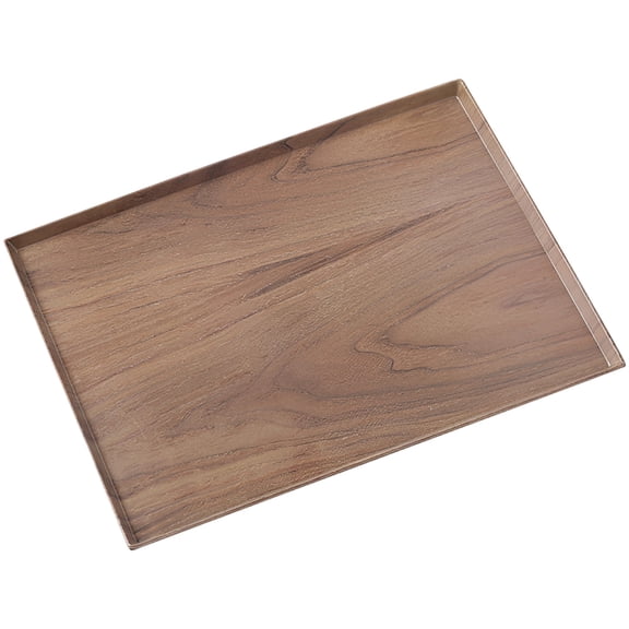 Large 15 x 11.3 in / 38.1 x 28.6 cm Walnut Grain Melamine Serving Tray, Rectangular Decorative Platters for Ottoman Coffee Table, Lightweight Food Tray, Stackable Easy-to-Carry Tea Tray for Kitchen