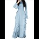 thumbnail image 2 of Vestidos Ajustados para Mujer, Elegantes Vestidos Largos de Cóctel con Mangas Acampanadas y Dobladillo con Volantes. Azul L, 2 of 10