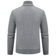 thumbnail image 5 of Men's Solid Color Cardigan Casual Long Sleeve Full Zip Sweater Stand Collar Knit Jackets Winter Loose Outerwear for Men (Gray XL), 5 of 7