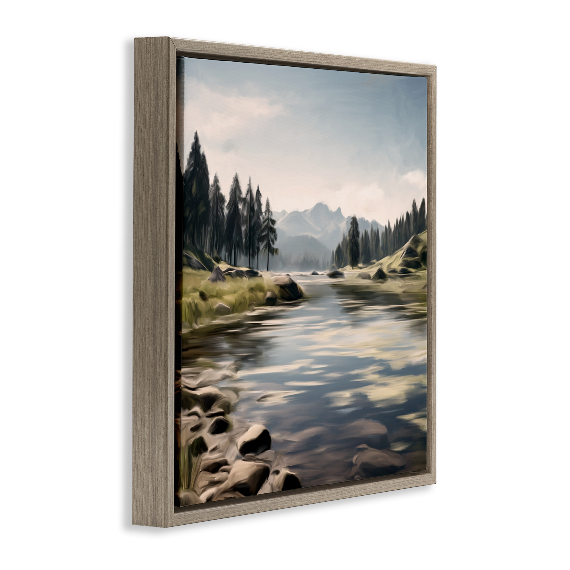 My Hideaway Pond Ripples Brown Framed Floater Canvas Wall Art, design by Kim Allen