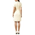 thumbnail image 3 of Knee Length Dress for Women Short Sleeve Crew Neck Pearls Decro Bodycon Business Work Elegant Dresses XS White, 3 of 6