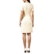 thumbnail image 3 of Vestido de longitud a la rodilla Inspire Chic para mujeres, cuello redondo, manga corta, con perlas, ajustado, elegante para trabajo, talla XS, blanco crema, 3 of 6