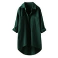 thumbnail image 2 of YEJIMAN Long Sleeve T-shirt, Green Button Down Shirt Women, Down Long Blouses Casual Shirts Tops Women's Button Sleeve Linen Women's Blouse, Big & Tall, 2 of 4