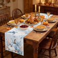 thumbnail image 2 of Coastal Thanksgiving Table Runner - 72 Inch Long Fall Pumpkins Sea Turtle Coral Ocean Cotton and Linen Blended Dress Scarves Farmhouse Table Runner for Kitchen Dining, Coffee Table, 13" x 72", 2 of 8