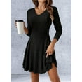 thumbnail image 4 of Long-Sleeved Sweater Dress, Autumn Dress, Round Neck, High Waist, Slim Dress, Women'S Casual Dress Black S, 4 of 8
