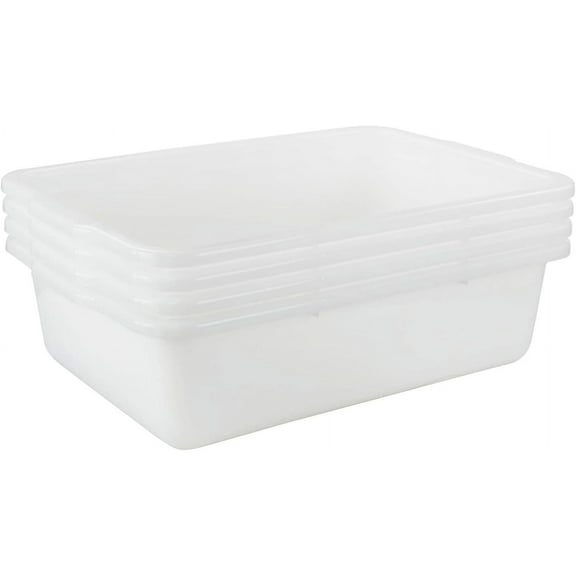 32 L Plastic Large Commercial Bus Tubs, 4-Pack Utility Tote Bus Box, White