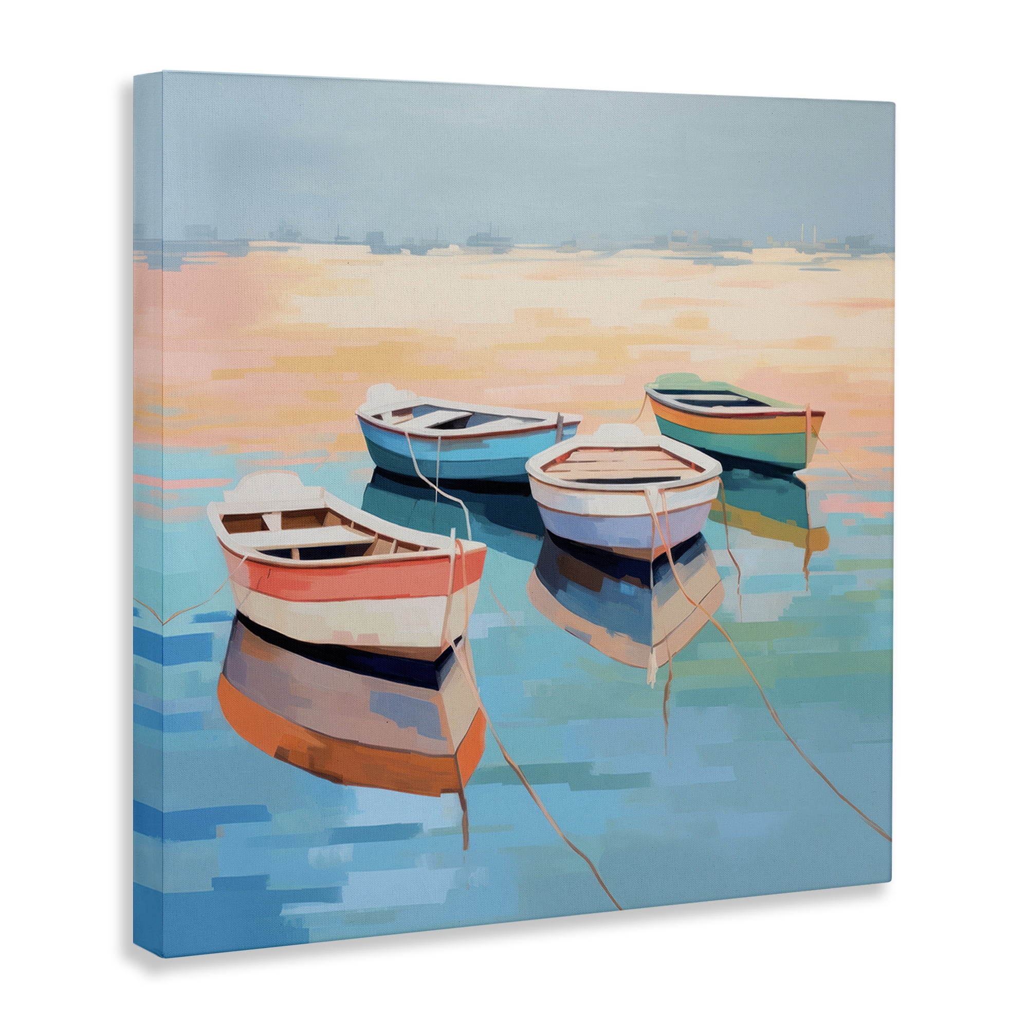 Stupell Industries Boat Reflection Shore Transportation Painting Gallery Wrapped Canvas Art Print Wall Art, 30 x 30