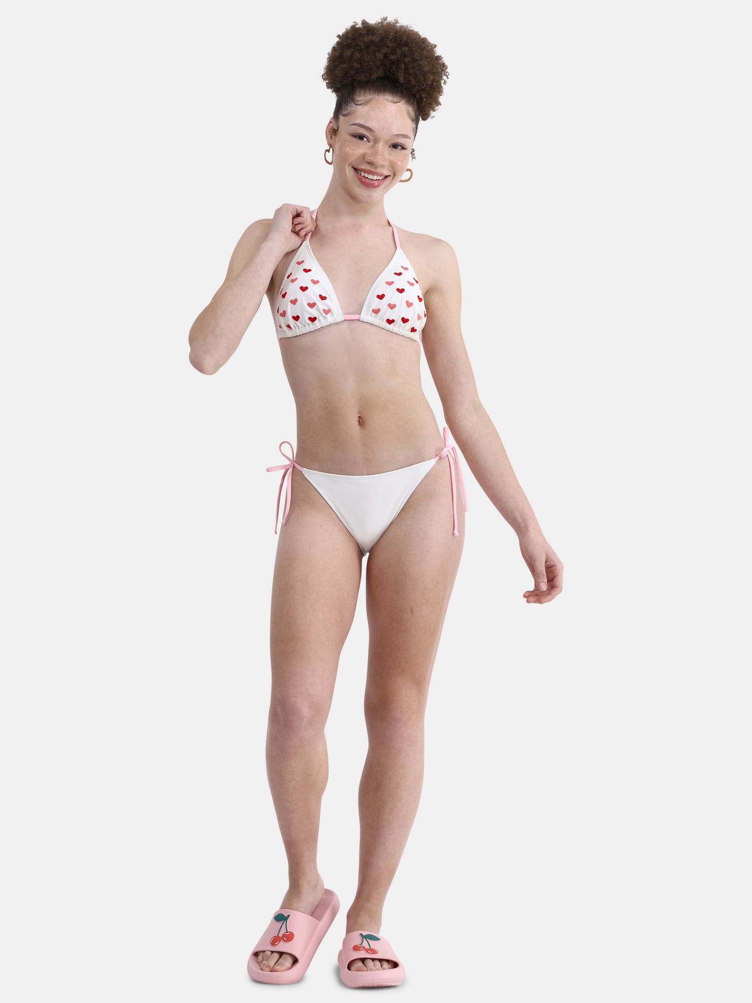 No Boundaries Women's Love Club Embroidery Triangle Bikini Top, Sizes XXS - XXL