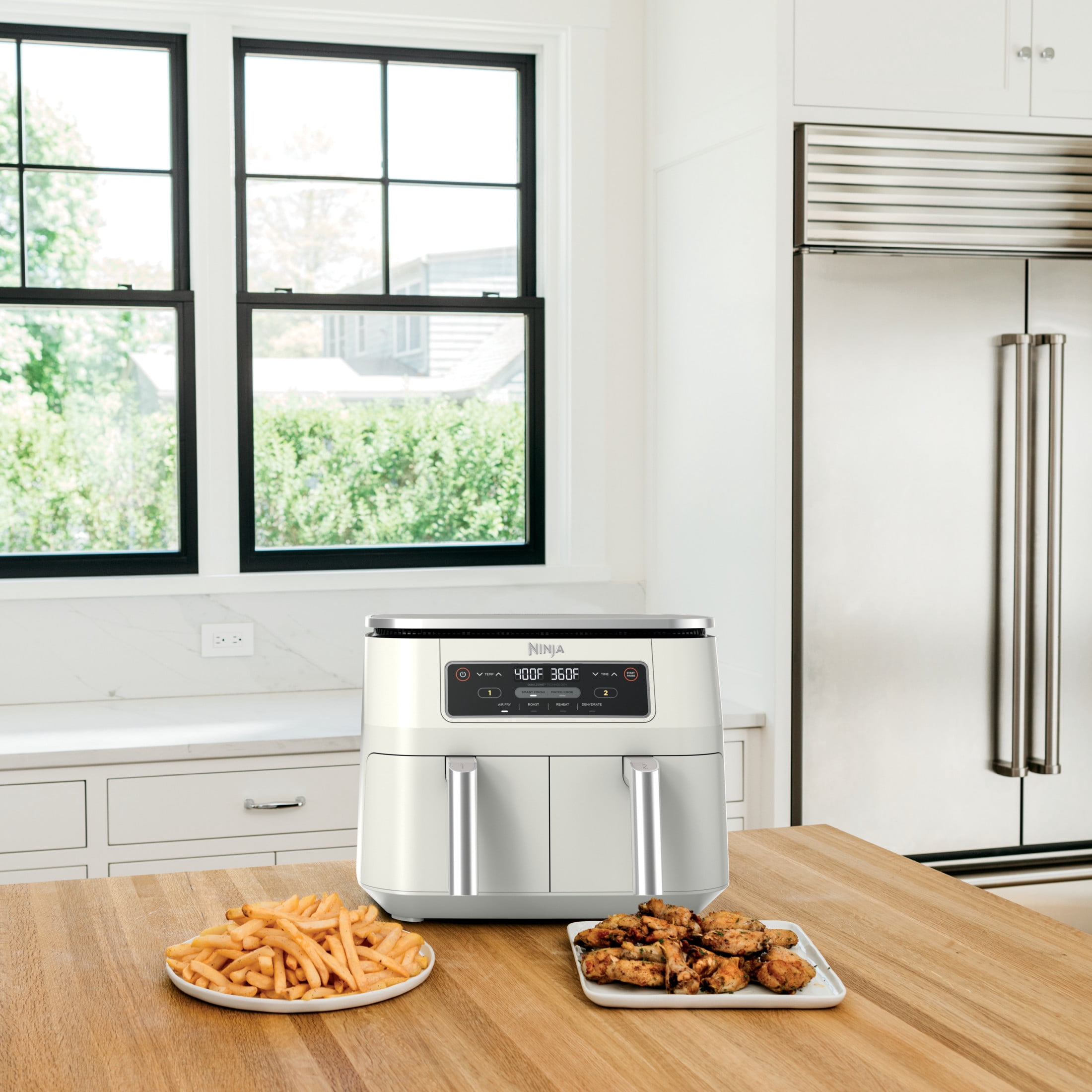 Ninja Foodi Air Fryer 8-Qt, DualZone FlexBasket, 4-in-1, Smart Finish, Cook 2 Foods 2 Ways, DZ100WMWH Dove