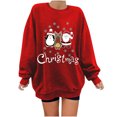 thumbnail image 1 of Blusa de sudadera informal con estampado suelto y mangas caídas navideñas con cuello redondo para mujer Fridja  FKASFK1883, 1 of 3
