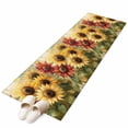 thumbnail image 2 of 2'x6' Rug Runners for Hallways Kitchen, Summer Sunflowers Non Slip Entryway Beside Floor Carpet Runner, Red Yellow Floral Leaf Wood Grain Washable Laundry Room Bedroom Throw Rugs Mat for Family Pet, 2 of 8
