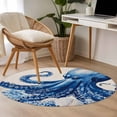 thumbnail image 3 of Area Rug 48in, Navy Blue Octopus on Vintage Linen Floor Carpet Living Room Rug, Ocean Shell Coral Non-Slip Welcome Mat Indoor Rugs for Bedroom Dining Room, 3 of 9