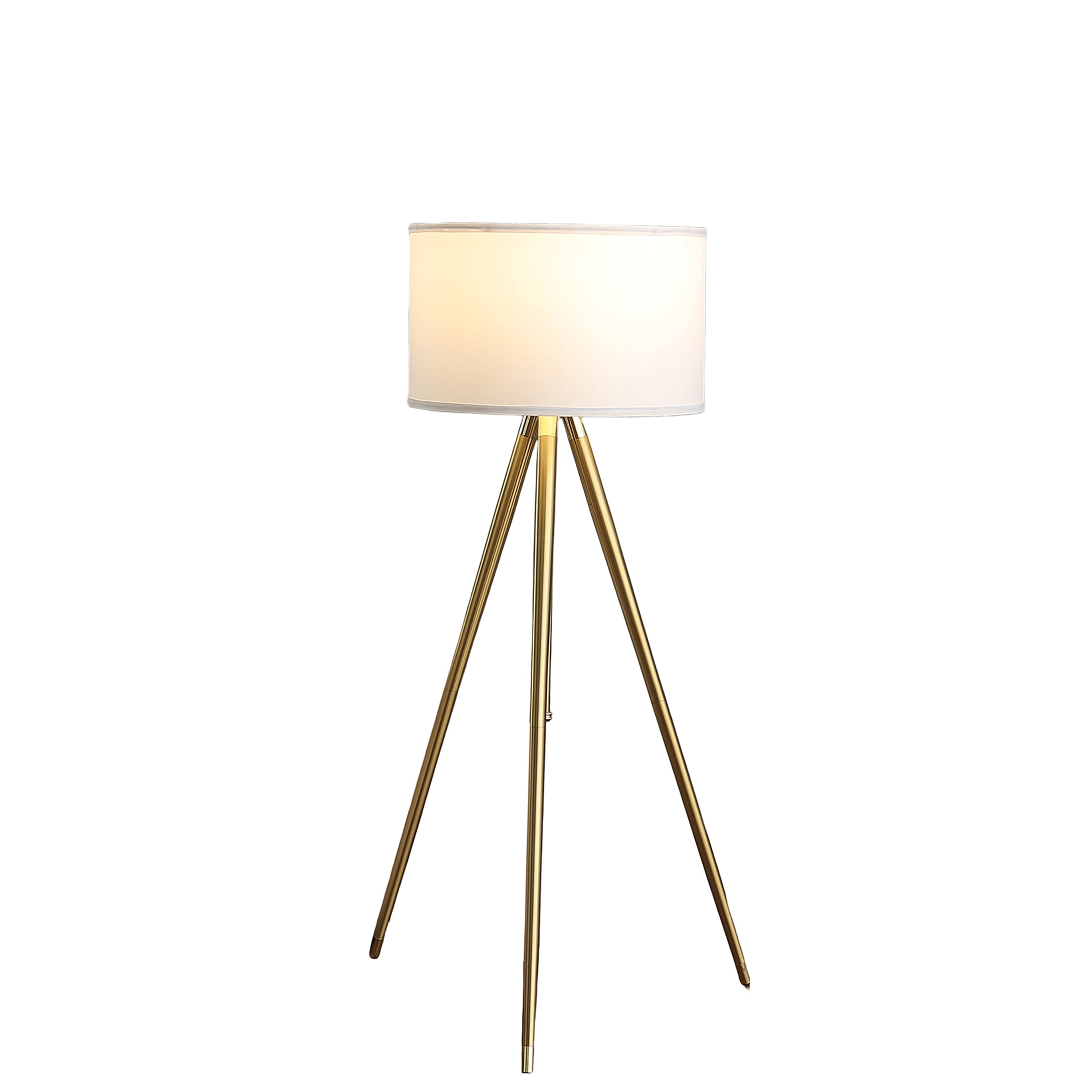 JERFIT Adjustable Tripod Floor Lamp with White Drum Shade, Modern Gold Standing Lamp for Living Room, Bedroom, Office Decor
