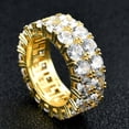 thumbnail image 2 of Unisex Copper Ring with Double Row Zircon Inlaid Design Hip Hop Jewelry Gang Diamonds Circles Statement Ring for Men and Women Fashion Accessories, 2 of 5