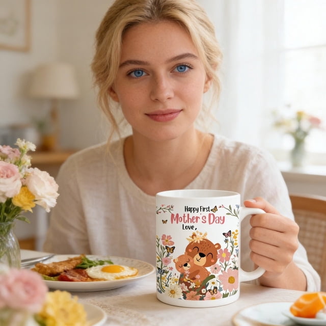 Taza de cerámica con diseño de flores y animales: un colorido diseño floral y de animales salvajes ideal para el Día de la Madre, cumpleaños o para uso diario. Apta para lavavajillas y microondas.