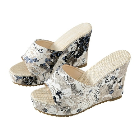 

Boho Slide Sandals for Women Girls Dressy Low Wedge Thong Sandals Casual Toe Ring Flat Sandals Cute Summer Bohemian Travel Flip Flop Sandal Shoes