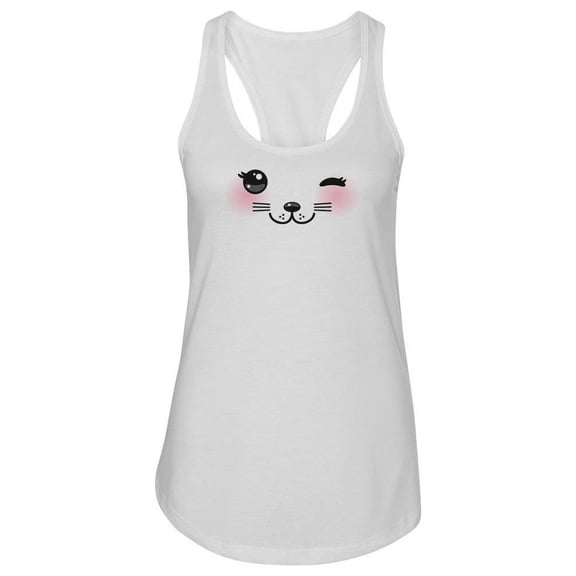 Winking Cat Face Tank Women -Image by Shutterstock, Female Small