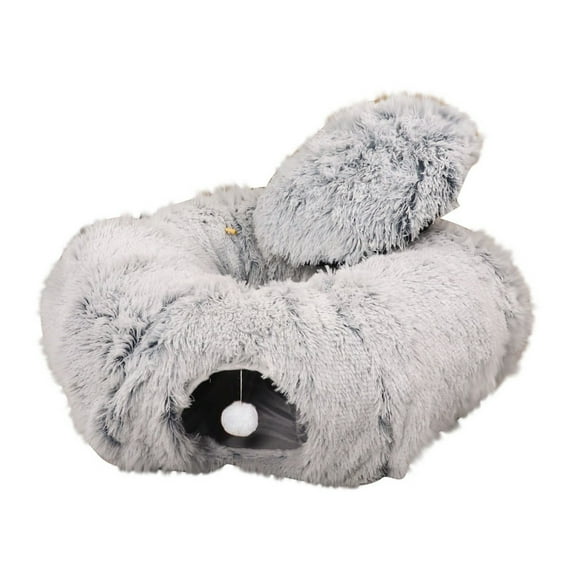 Noothes Christmas Tree Skirt Cat Tunnel Bed, Donut Shaped Washable Plush Tunnel for Multiple Large Cats and Indoor Kittens, Cozy Resting & Play Toy for Pets