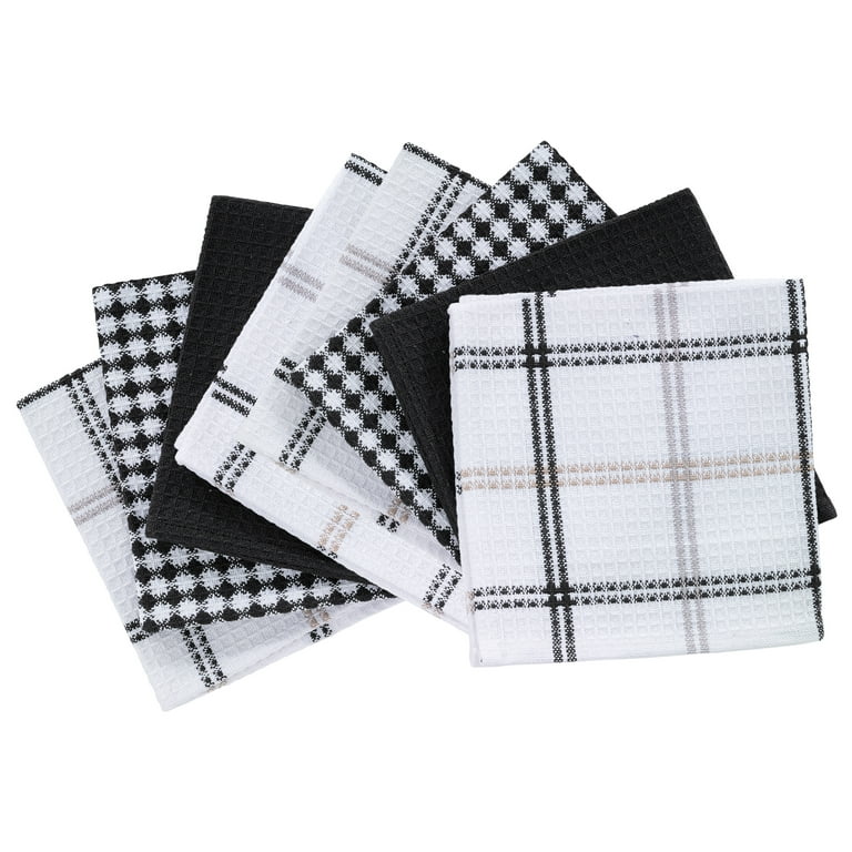 Piccocasa 100% Cotton Kitchen Dish Cloths Waffle Weave Dish Towels Soft Absorbent Kitchen Towels 6pcs Gray 13 x 13